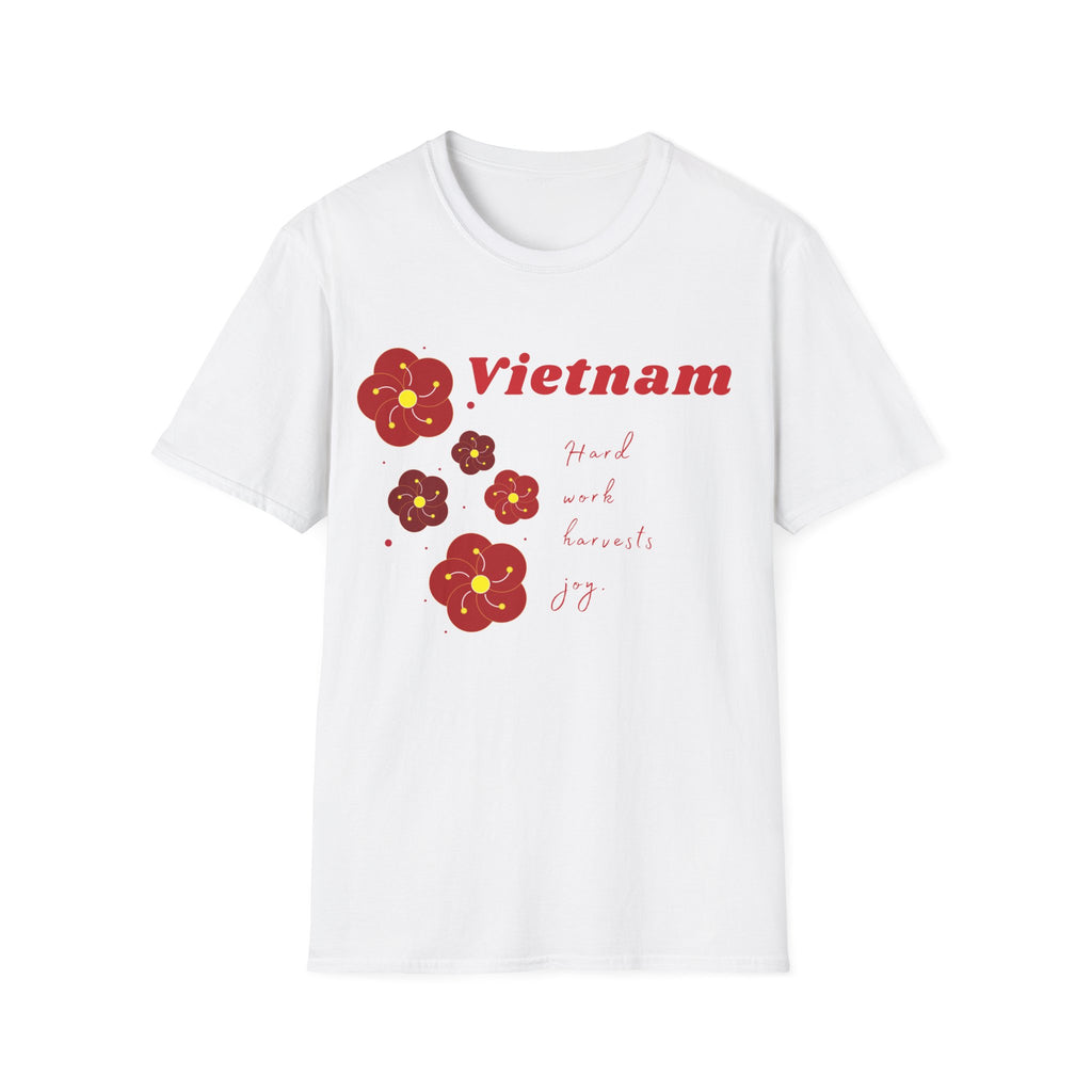 Vietnam Floral T-Shirt — 'Hard Work & Kindness' Retro Blossom Tee