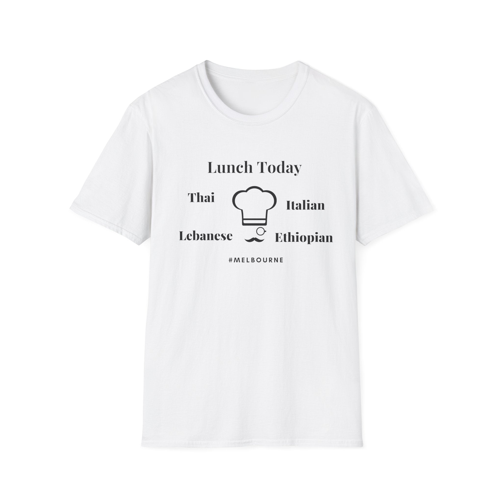 Lunch Today T‑Shirt — International Cuisine Choices (Thai, Italian, Lebanese, Ethiopian)