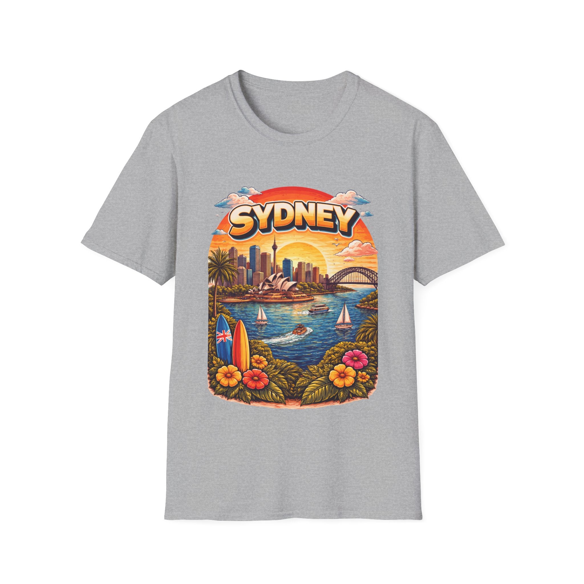 Sydney Sunset Graphic T-Shirt — Retro Beach Cityscape Tee