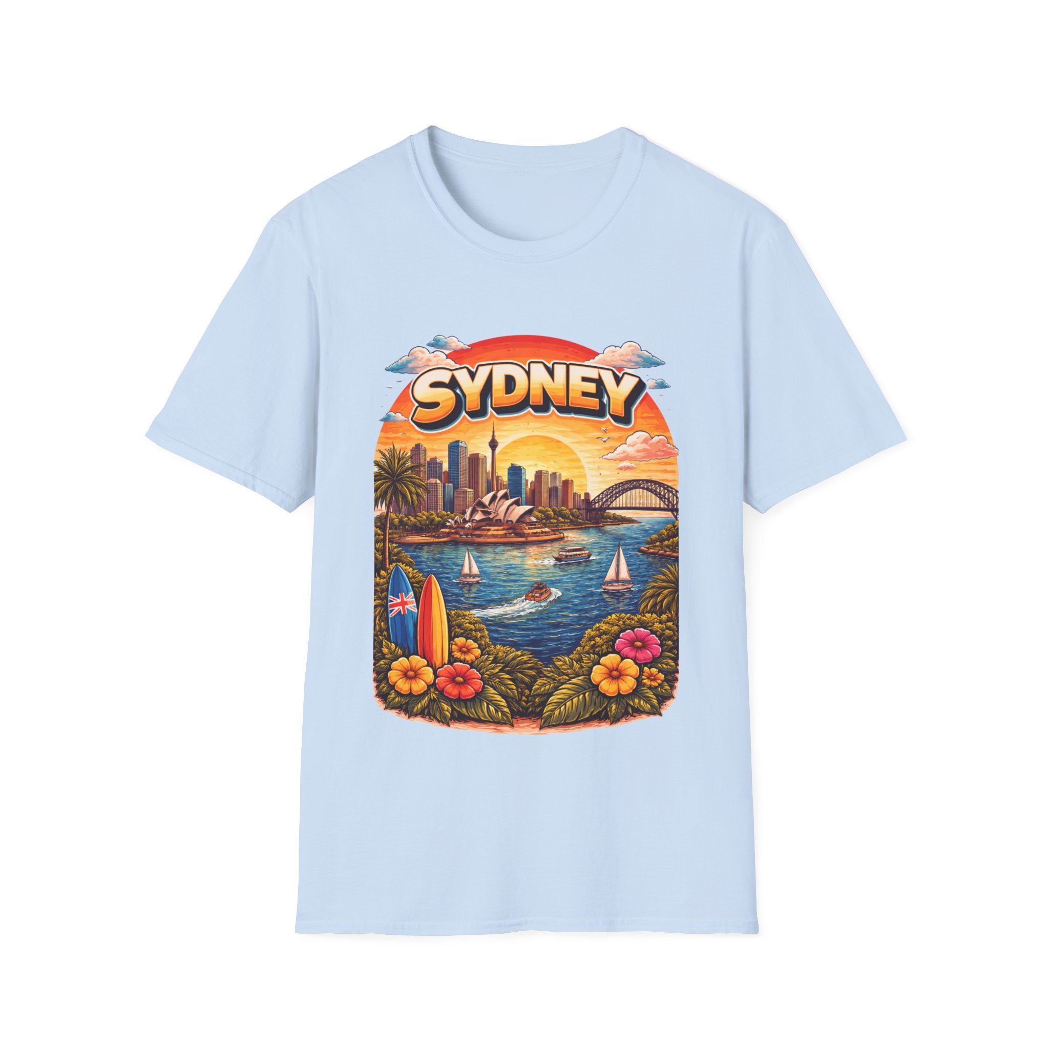 Sydney Sunset Graphic T-Shirt — Retro Beach Cityscape Tee