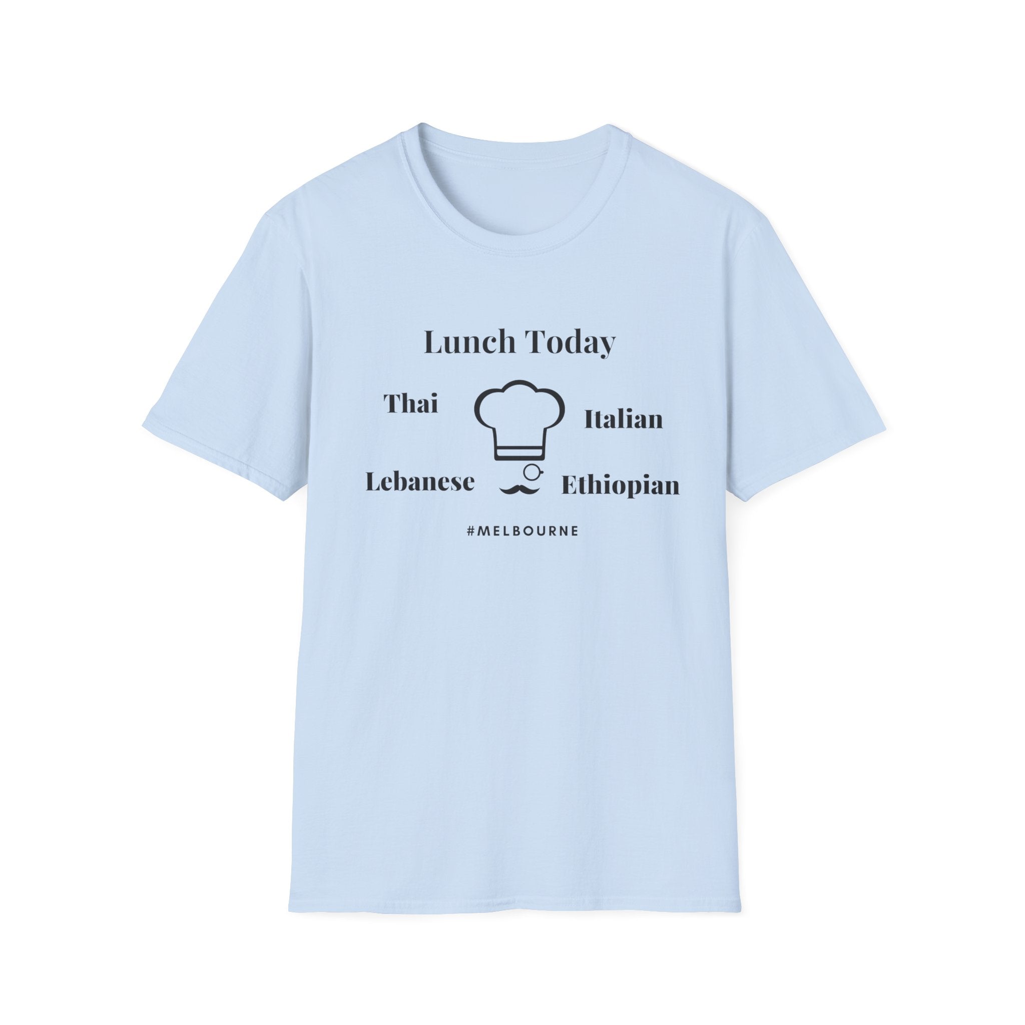 Lunch Today T‑Shirt — International Cuisine Choices (Thai, Italian, Lebanese, Ethiopian)