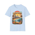Gold Coast Surf Scene T-Shirt — Retro Beach Sunset Graphic