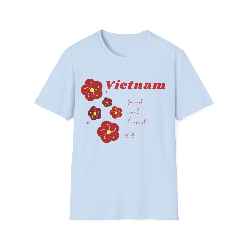 Vietnam Floral T-Shirt — 'Hard Work & Kindness' Retro Blossom Tee