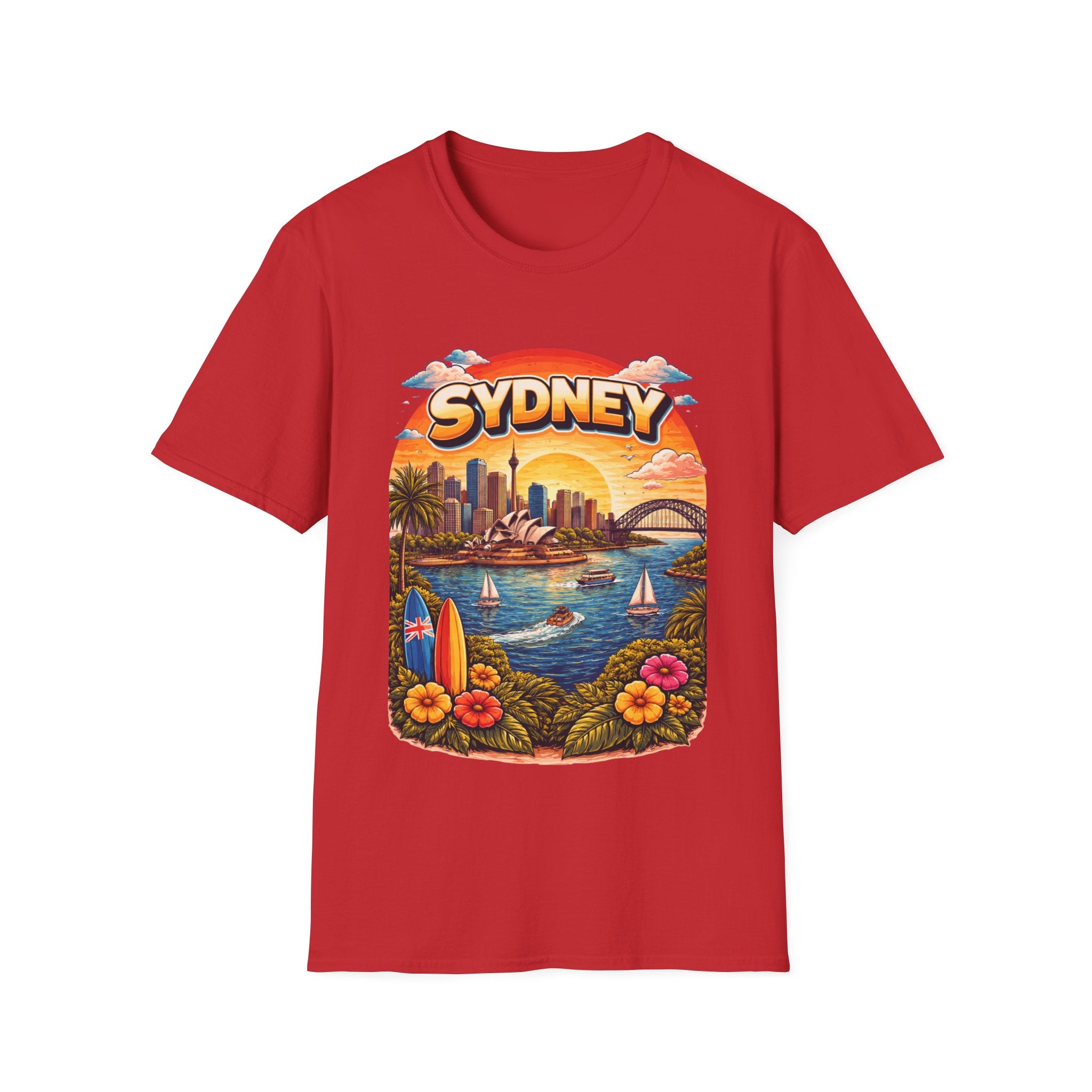 Sydney Sunset Graphic T-Shirt — Retro Beach Cityscape Tee