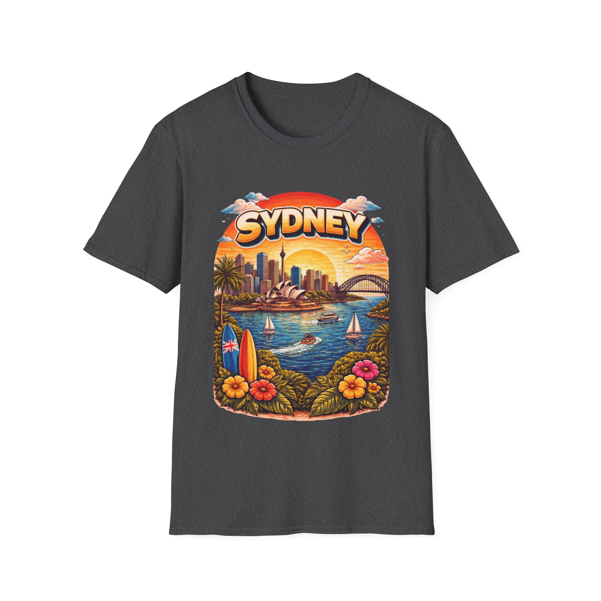 Sydney Sunset Graphic T-Shirt — Retro Beach Cityscape Tee