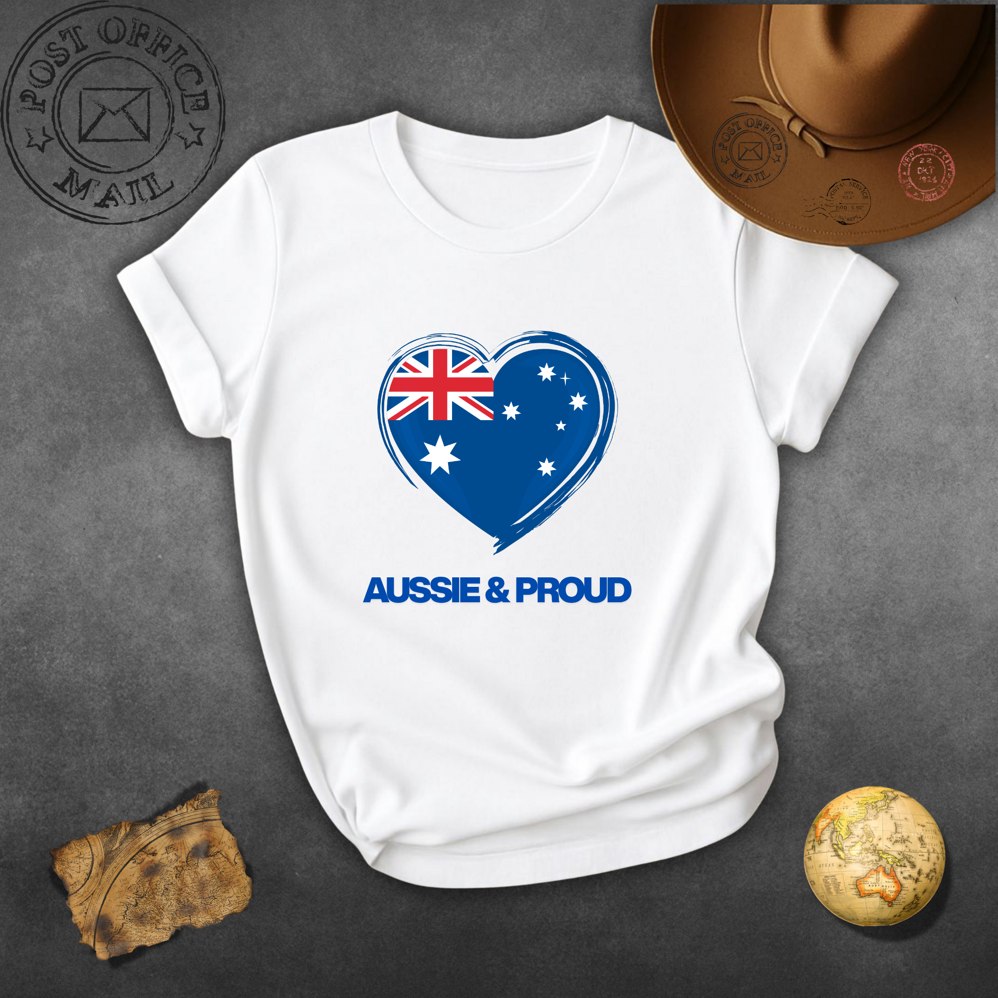 Aussie & Proud Heart T-Shirt — Australian Flag Love Tee for Australia Day