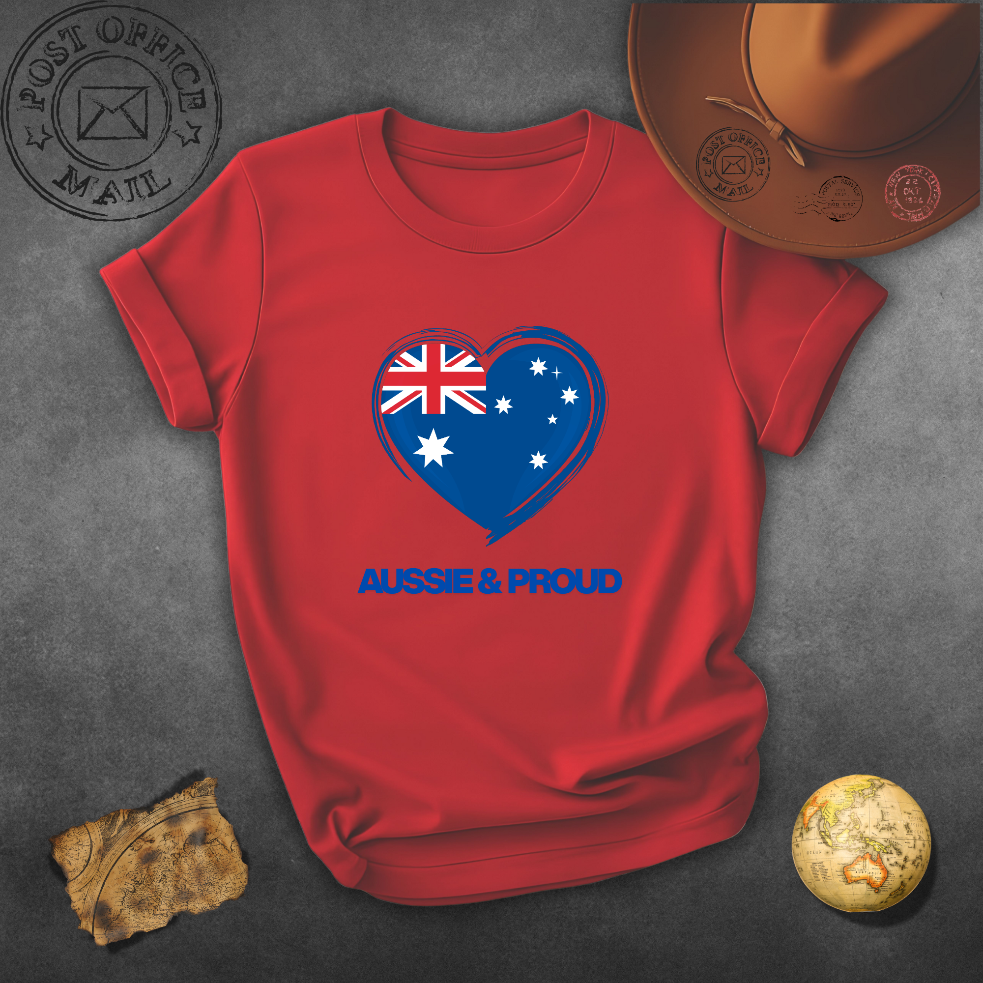 Aussie & Proud Heart T-Shirt — Australian Flag Love Tee for Australia Day