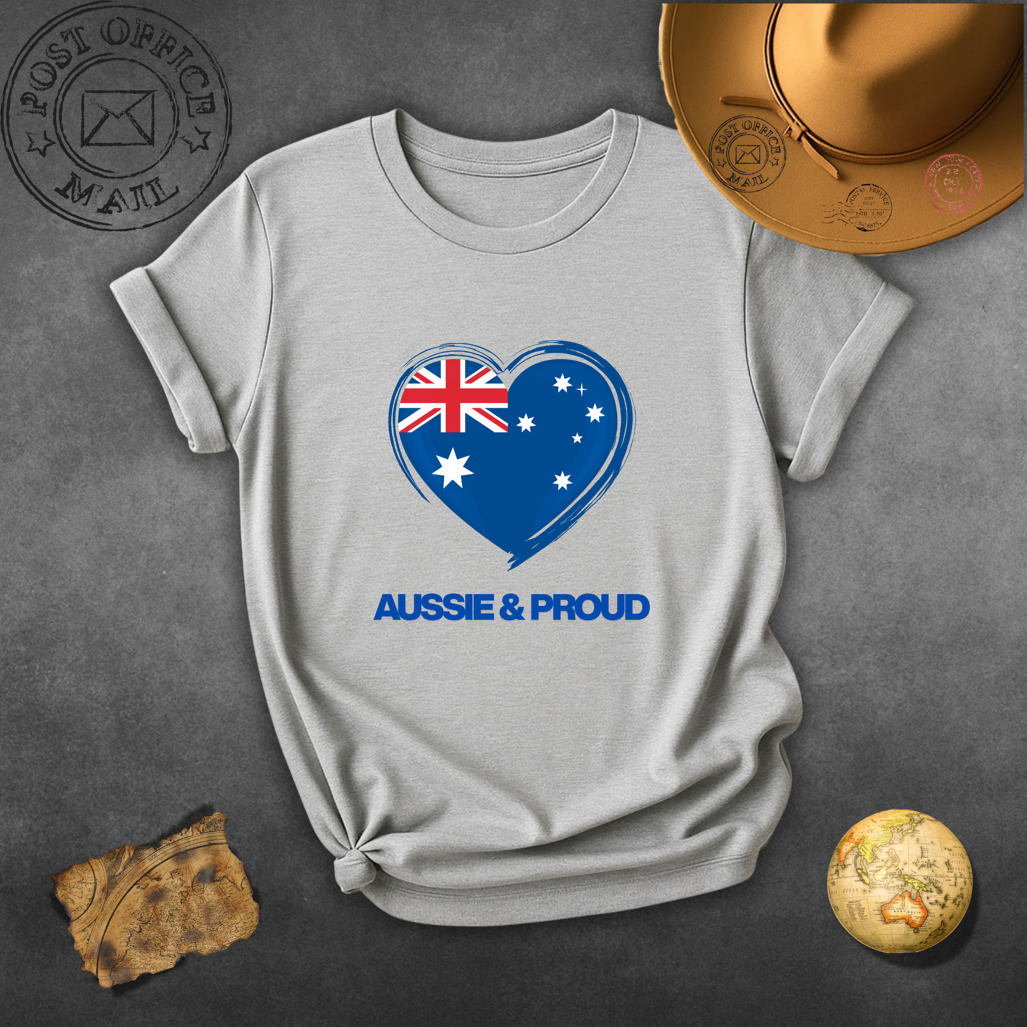 Aussie & Proud Heart T-Shirt — Australian Flag Love Tee for Australia Day
