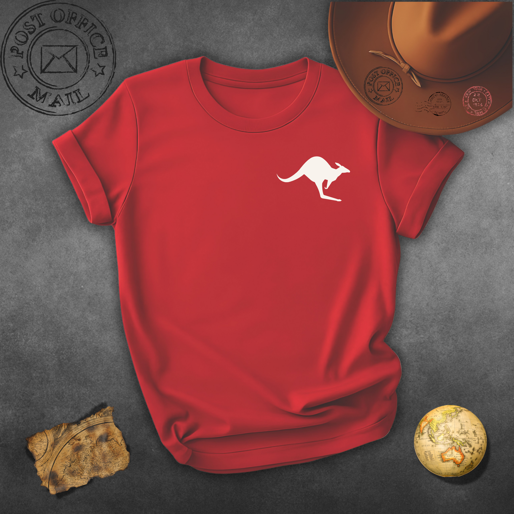 Kangaroo Pocket Logo T-Shirt — Minimal Aussie Animal Tee