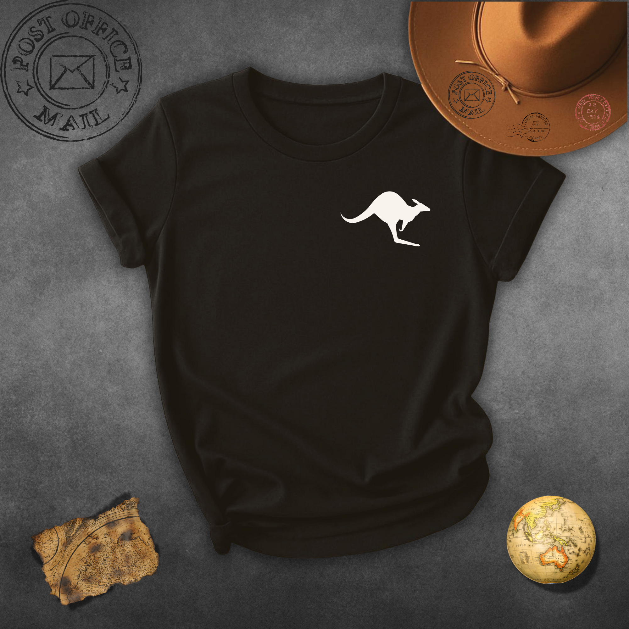 Kangaroo Pocket Logo T-Shirt — Minimal Aussie Animal Tee