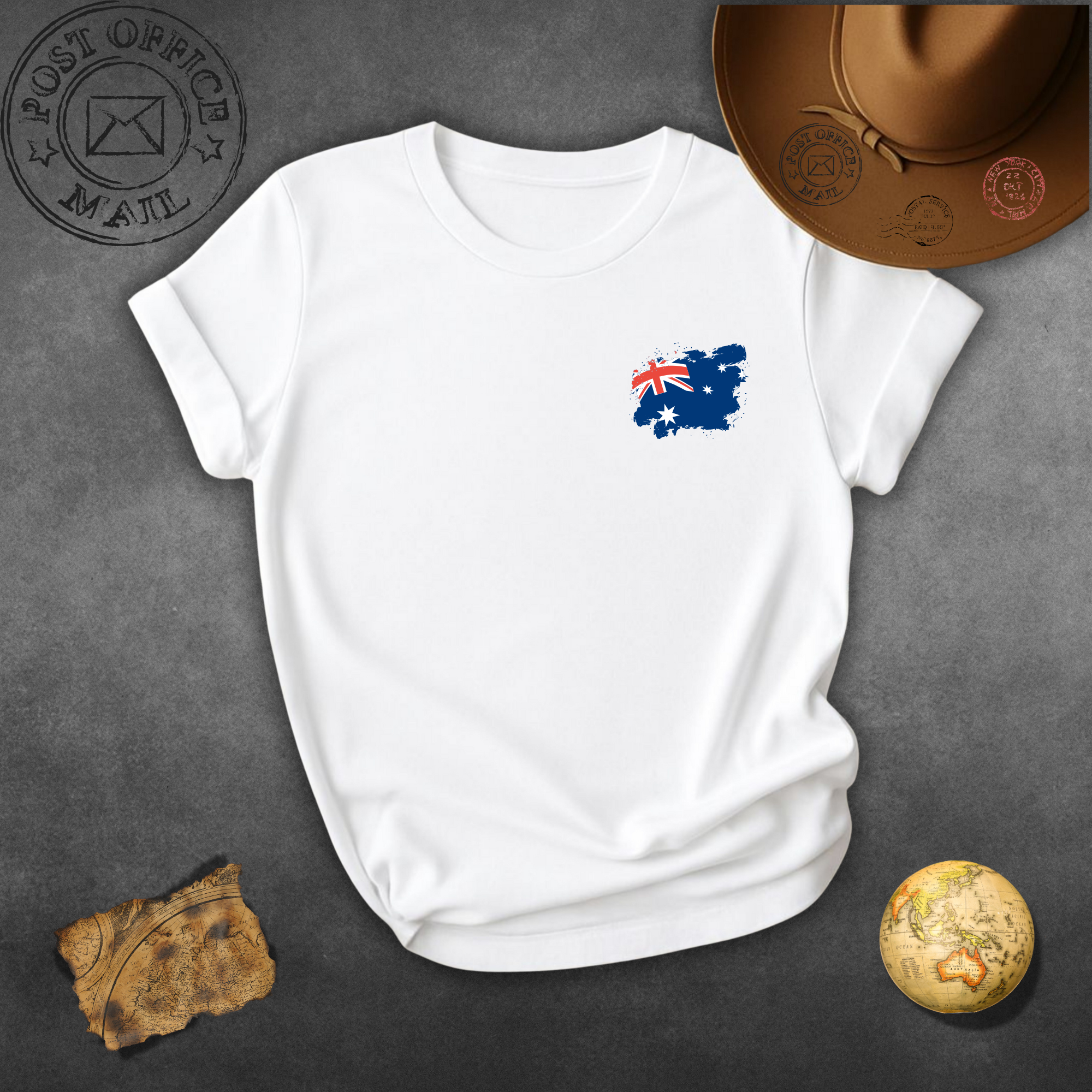 Australia Flag T‑Shirt — Brushstroke Aussie Flag Chest Tee