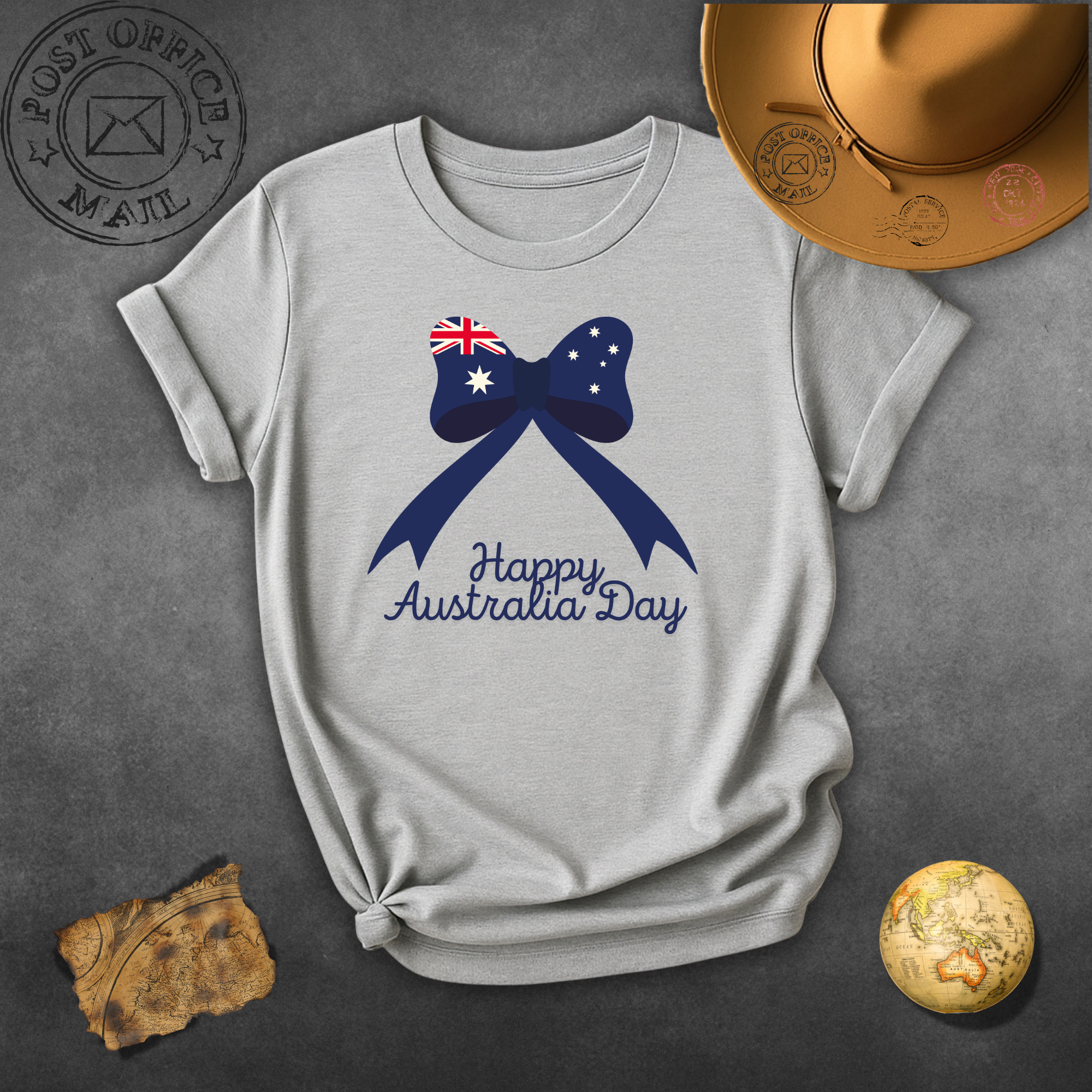 Australia Day Bow T-Shirt — "Happy Australia Day" Patriotic Tee