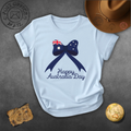 Australia Day Bow T-Shirt — "Happy Australia Day" Patriotic Tee