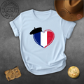 French Flag Heart T-Shirt — Parisian Beret Love Tee