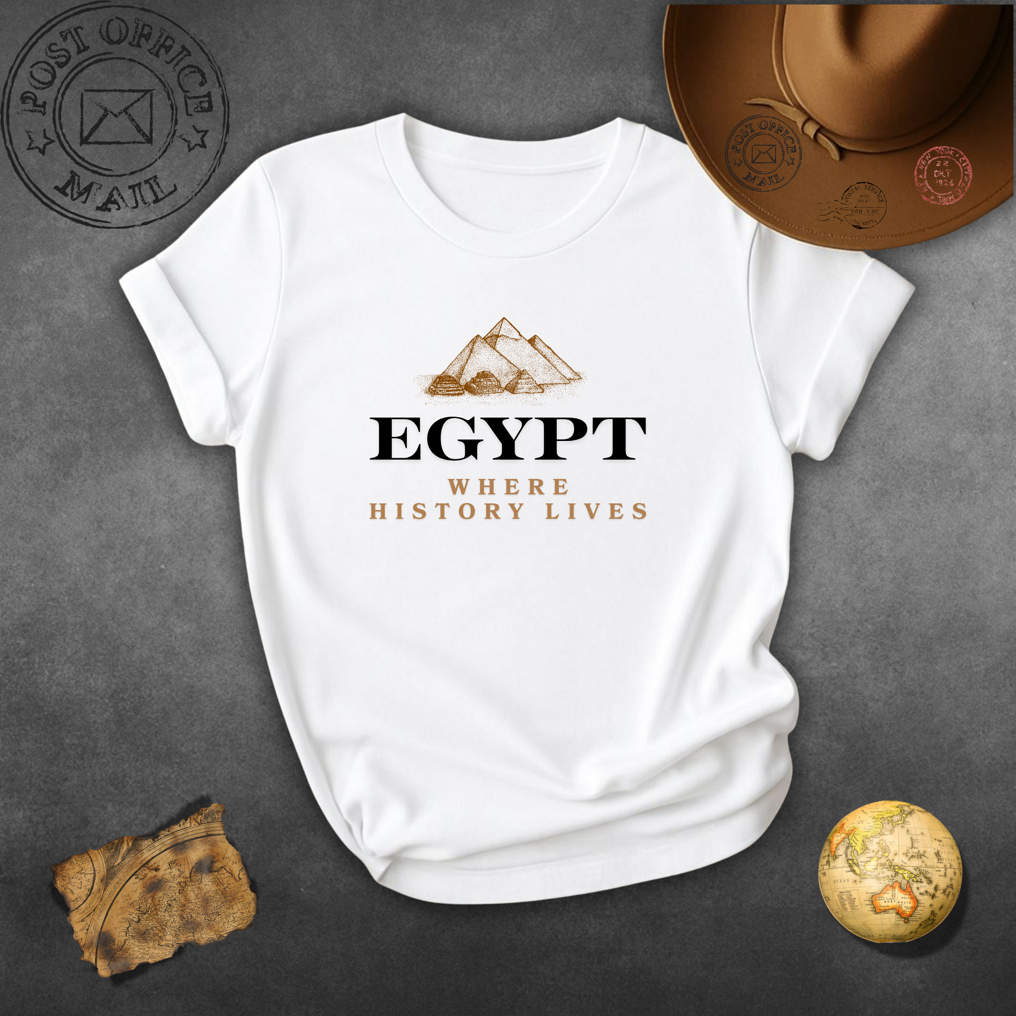 Egypt Travel T-Shirt — "Egypt: Where History Lives" Pyramid Graphic Tee