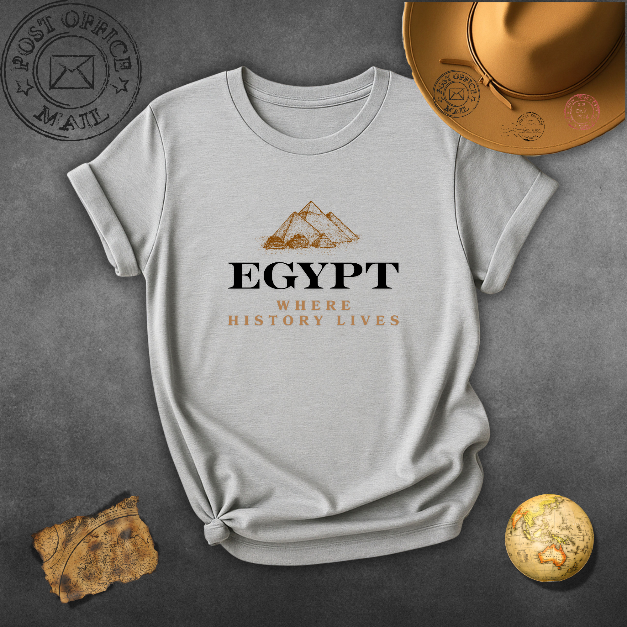 Egypt Travel T-Shirt — "Egypt: Where History Lives" Pyramid Graphic Tee