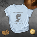 Timeless Like Greece Gray T-Shirt — Classical Statue Greek Travel Tee