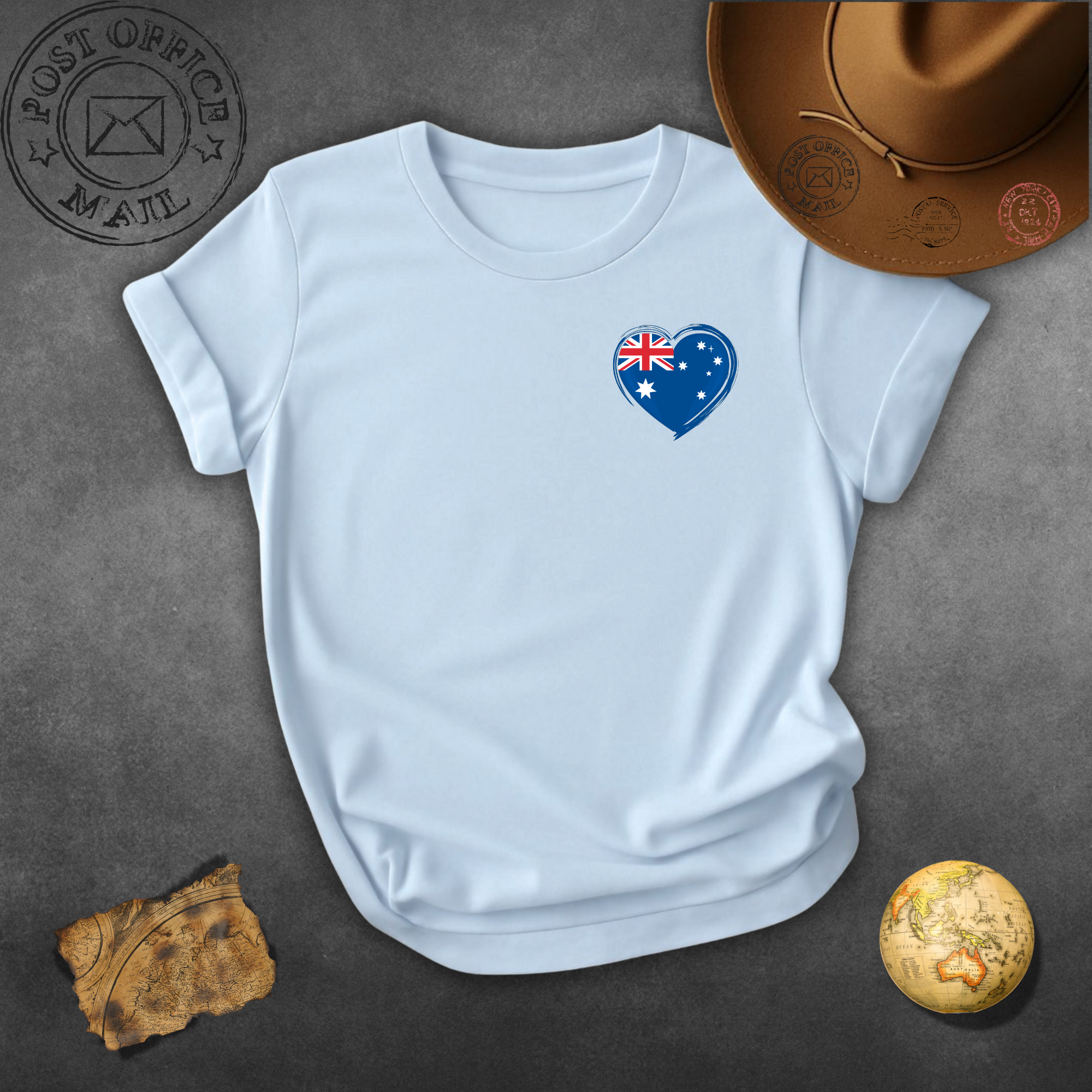 Australia Heart Flag T-Shirt — Small Chest Aussie Flag Heart Tee