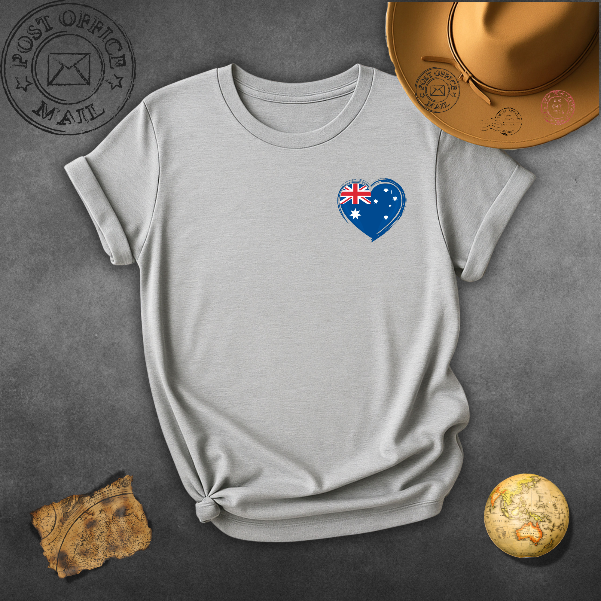 Australia Heart Flag T-Shirt — Small Chest Aussie Flag Heart Tee
