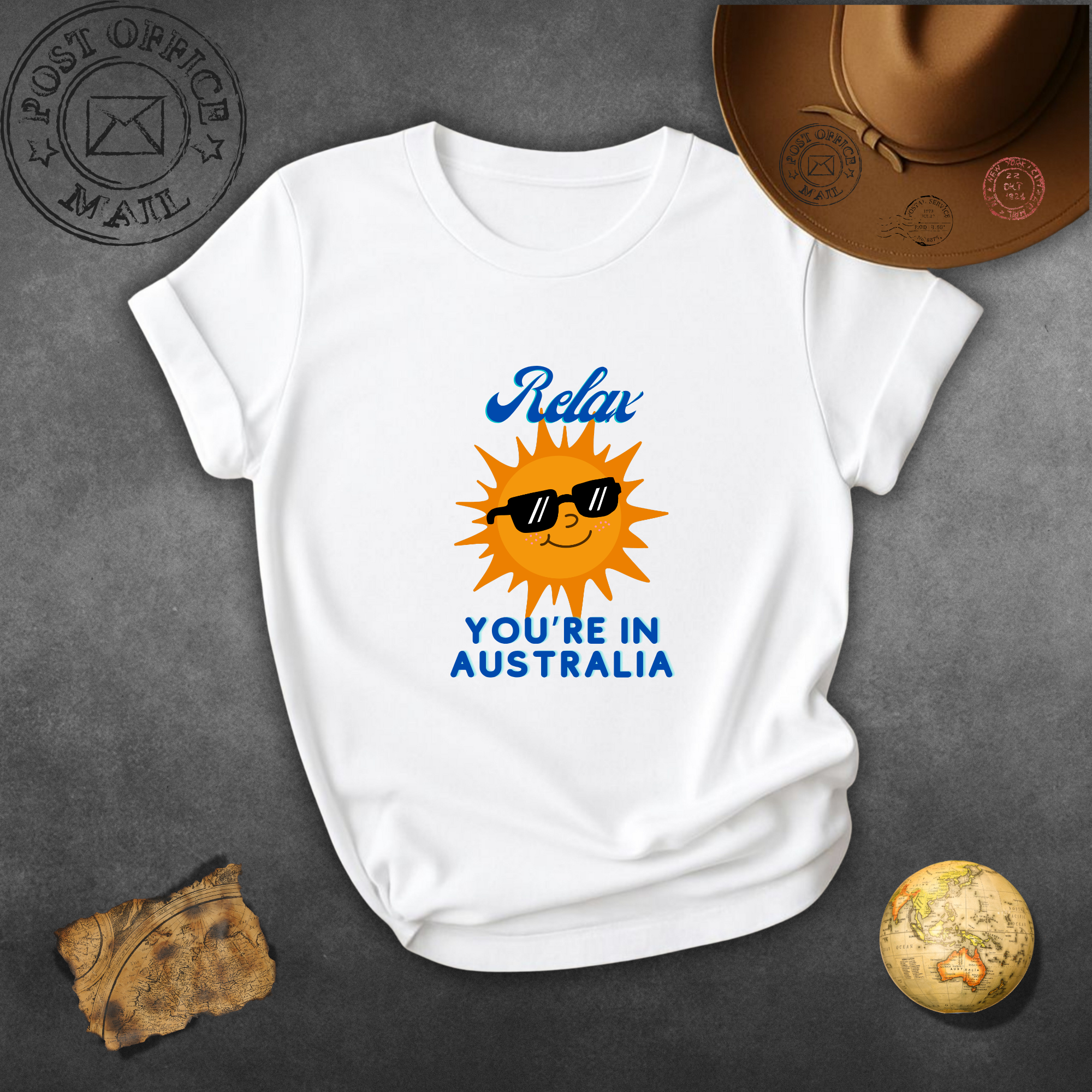 Relax You're in Australia T-Shirt — Sunny Sunglasses Graphic Tee for Travelers & Gift