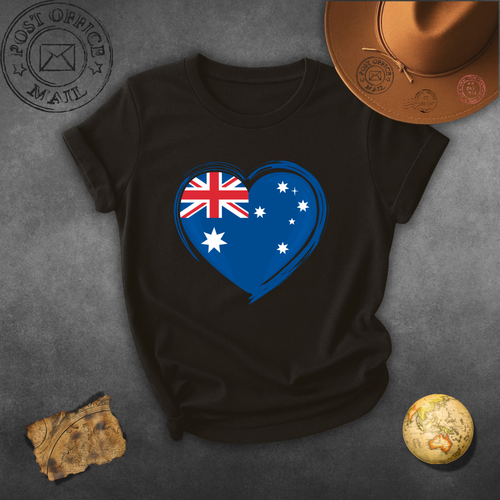 Australia Flag Heart T-Shirt — Patriotic Aussie Pride Tee