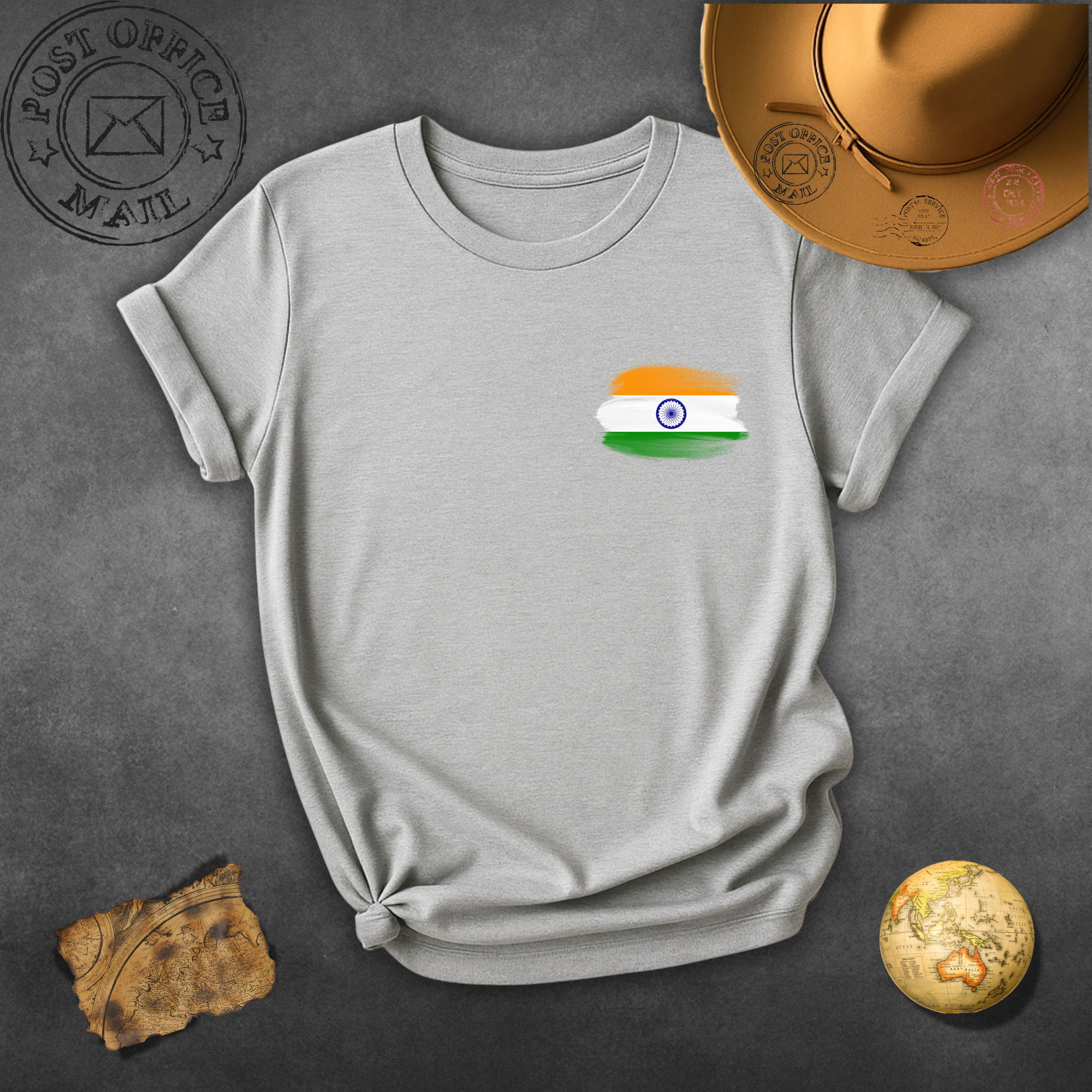 India Flag Minimalist T-Shirt — Tricolor Ashoka Chakra Chest Design
