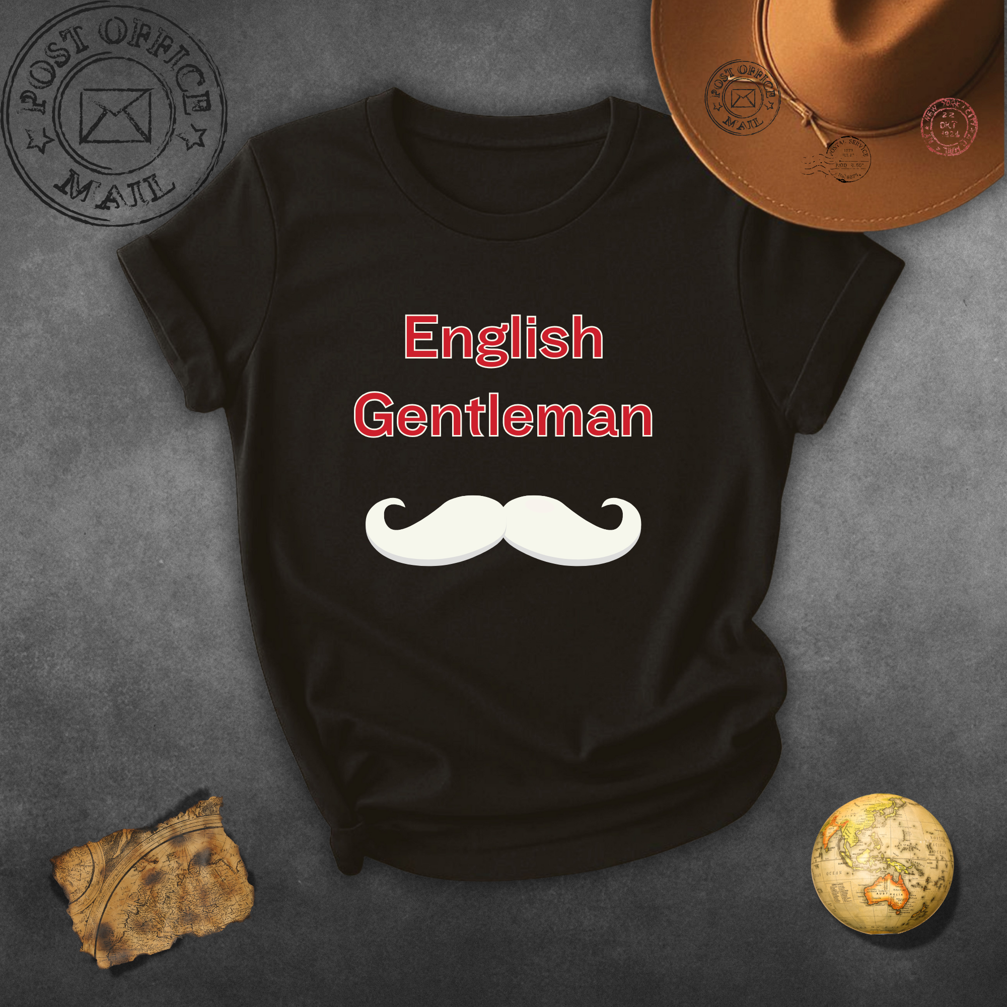 English Gentleman T-Shirt — Mustache Retro Tee for Men & Dads