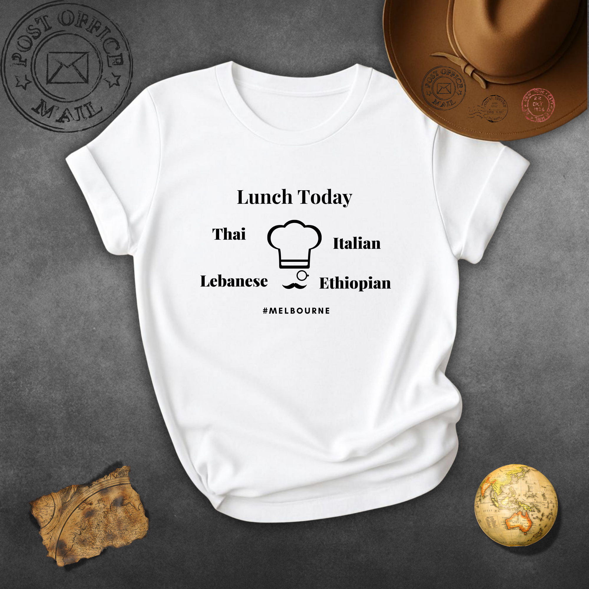 Lunch Today T‑Shirt — International Cuisine Choices (Thai, Italian, Lebanese, Ethiopian)