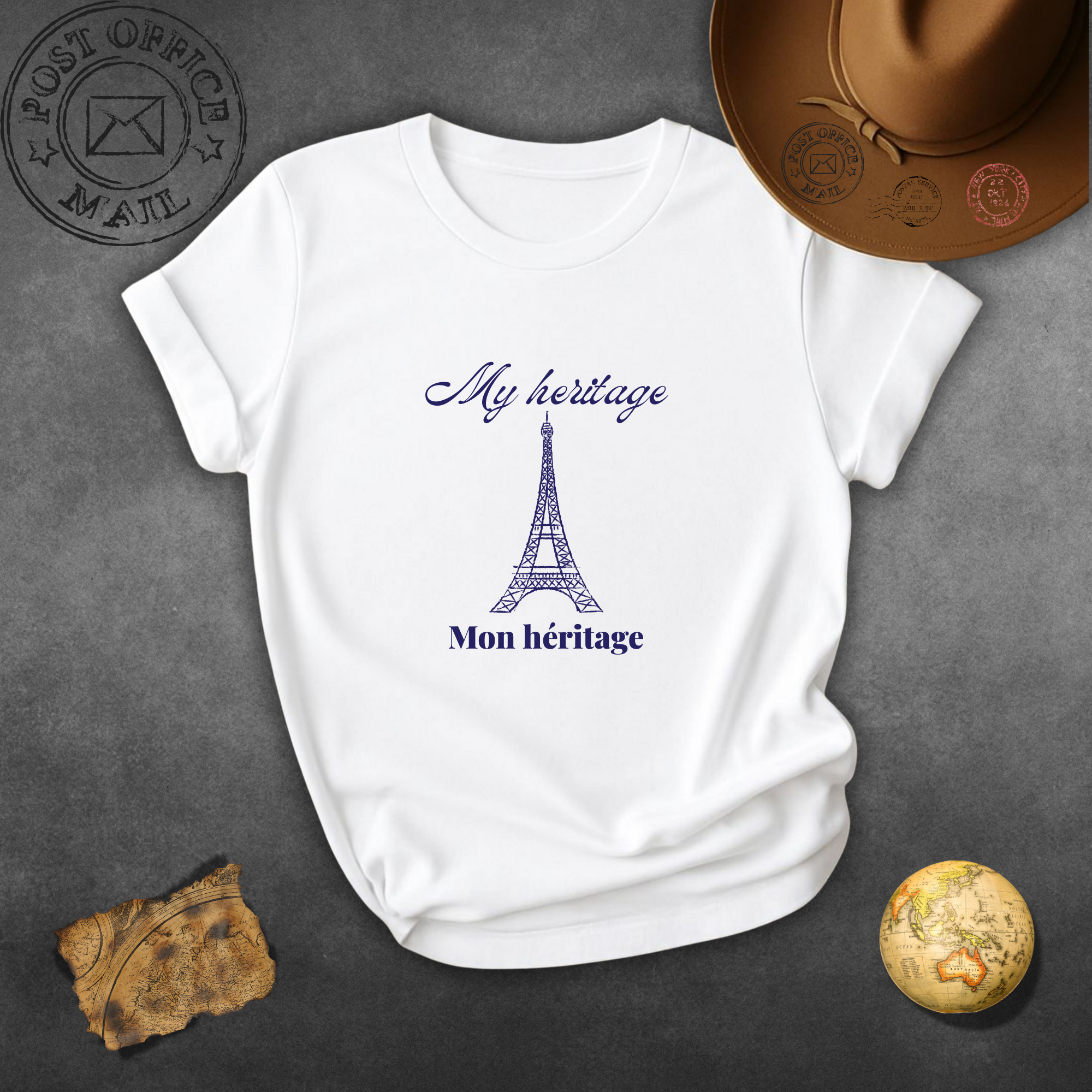 Paris Heritage T-Shirt – "My héitage / Mon héritage" Eiffel Tower Graphic