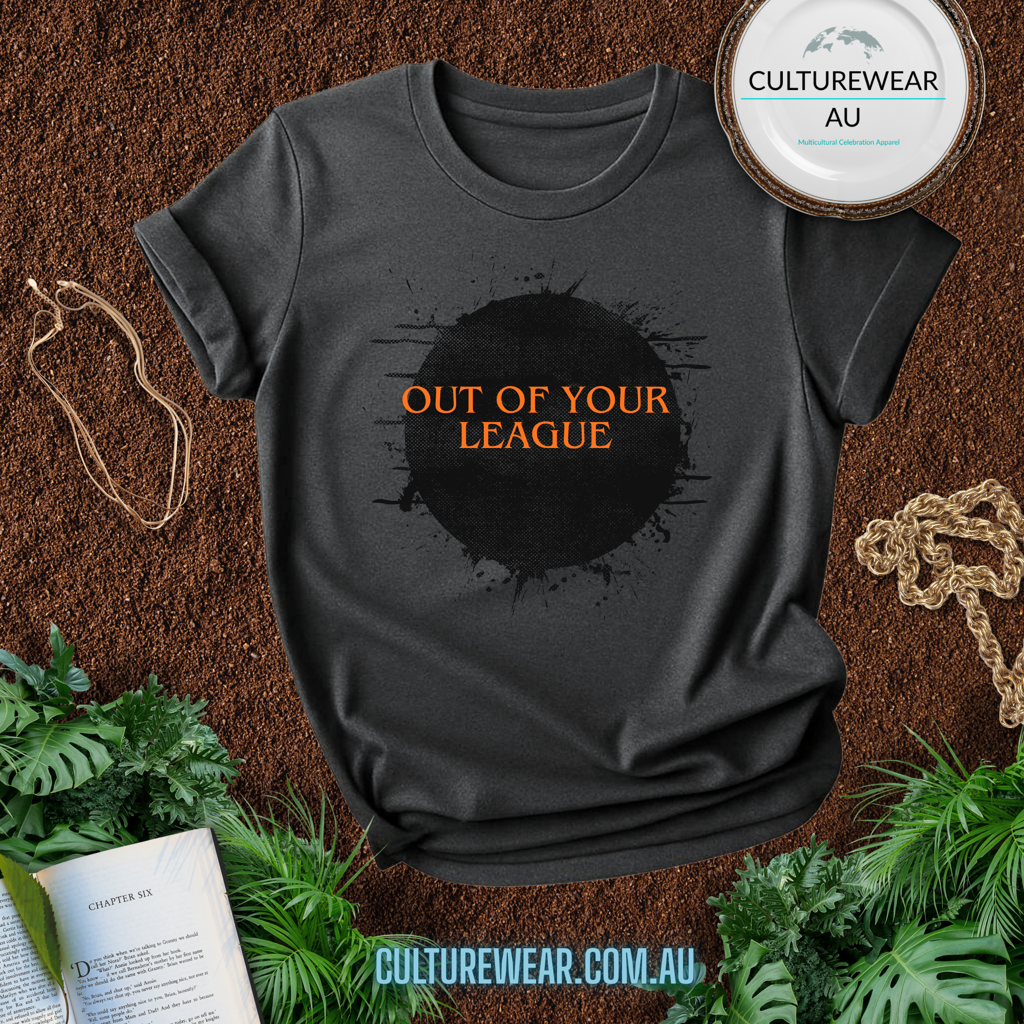 Out of Your League T-Shirt — Bold Graphic Tee with Dark Ink Splash