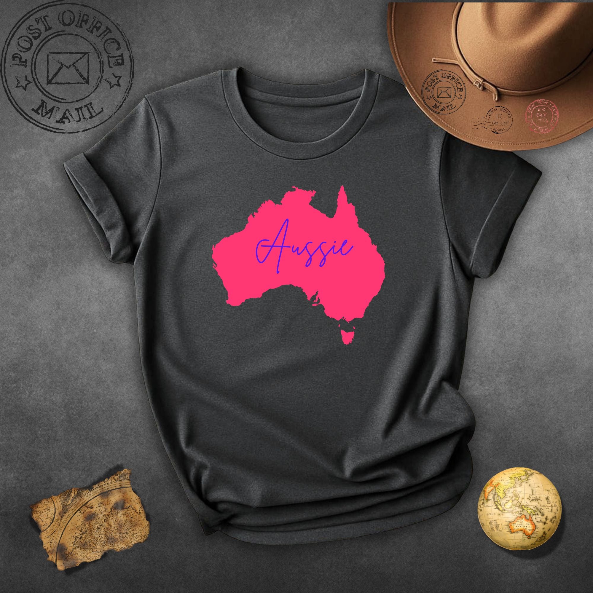 Aussie Map T-Shirt — Pink Australia Graphic Tee