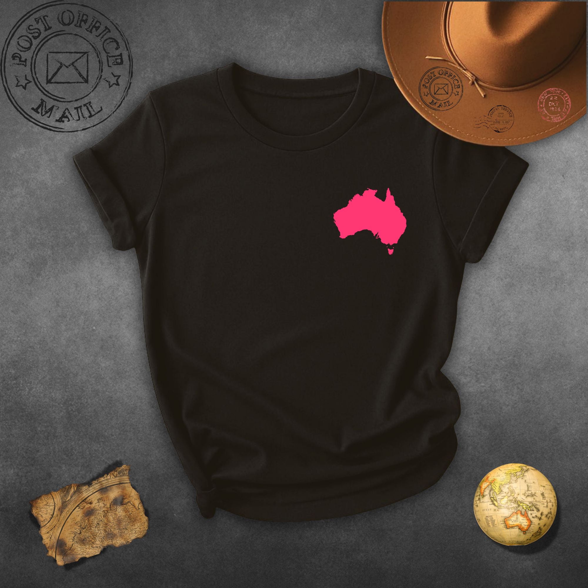Australia Heart Map T-Shirt — Small Pink Australia Chest Print