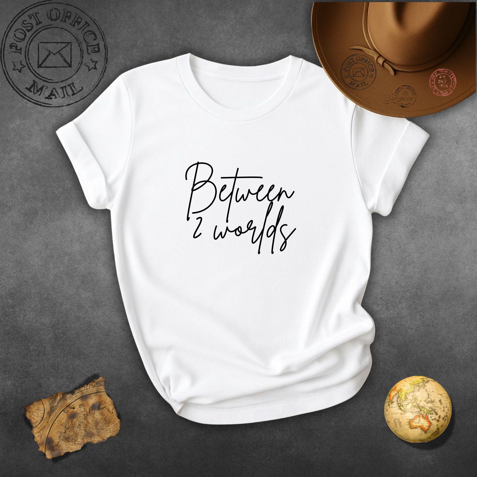 Between 2 Worlds T-Shirt — Minimal Script Graphic Tee