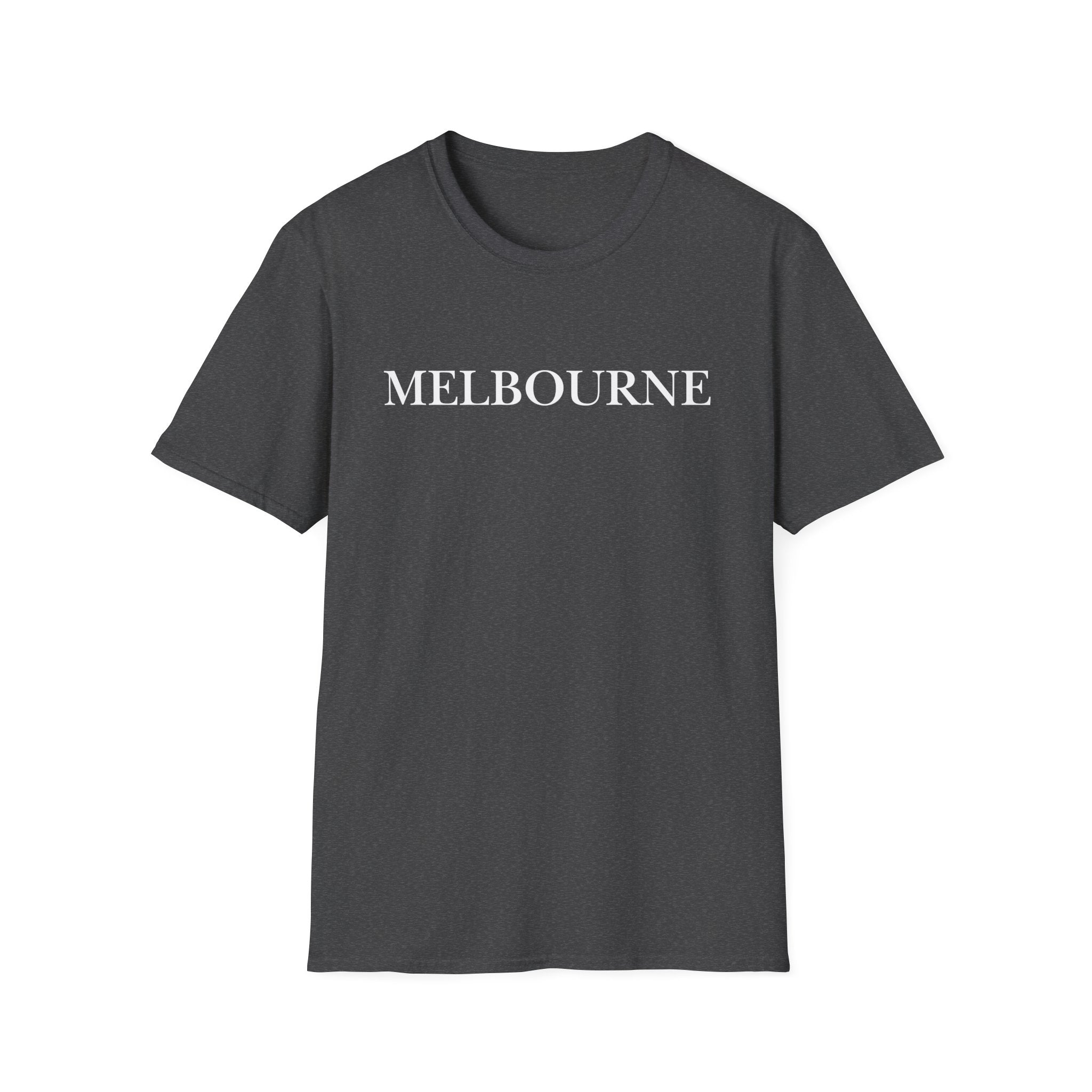 Melbourne City Tee — Minimalist Text Black T-Shirt