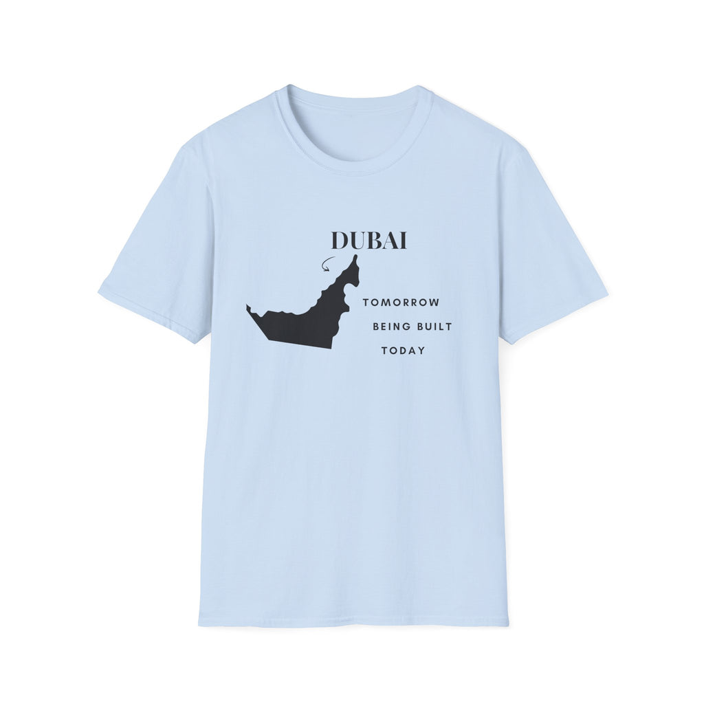 Dubai Map T-Shirt — “Tomorrow Being Built Today” Inspirational Travel Tee